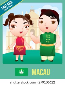 The cute couple doll of Macau Chinese as a symbol of Macau country member of East  Asia
