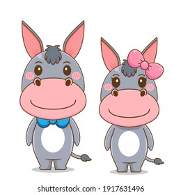 Cute couple donkey vector design illustration