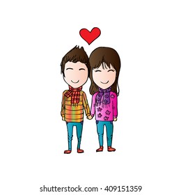 Cute couple. Doodle style.