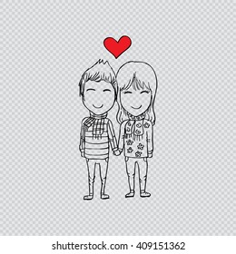 Cute couple. Doodle style.
