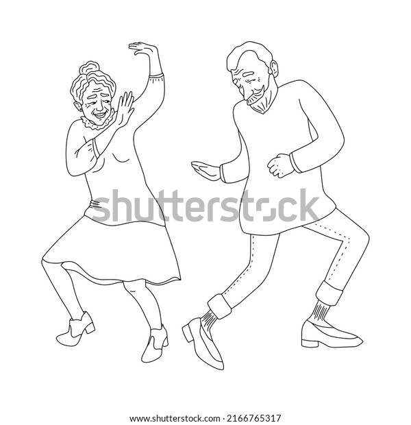 Cute Couple Elderly People Dancing Fun Stock Vector (Royalty Free ...