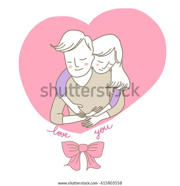 Cute Couple Embracing Each Other Totally Stock Vector Royalty Free 