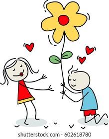 Cute couple with flower