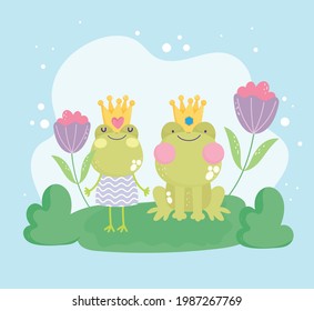 un par de ranas lindas con coronas