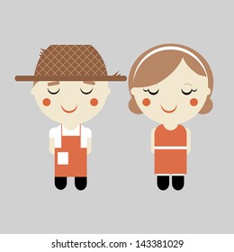 Cute couple of gardeners