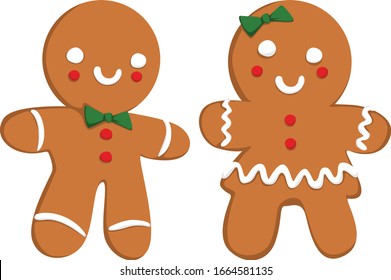 cute couple gingerbread vector design