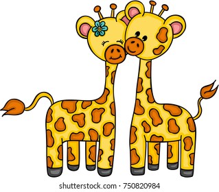 Cute couple giraffe