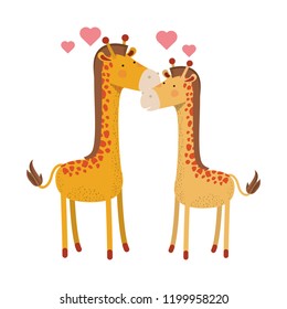 cute couple giraffes with hearts