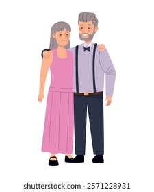 cute couple golden wedding isolated