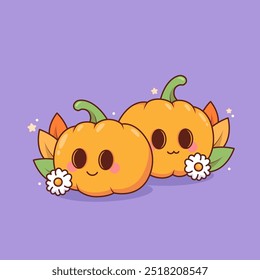 cute couple of halloween pumpkin design