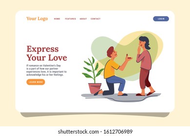 Cute couple illustration concept. Flat design style, minimal vector web page design for website and mobile website.