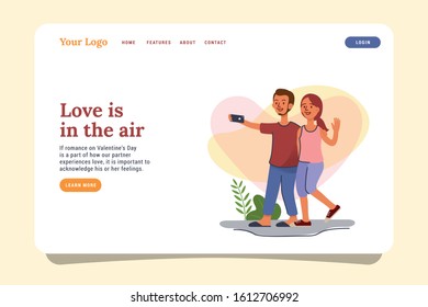 Cute couple illustration concept. Flat design style, minimal vector web page design for website and mobile website.