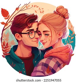 cute couple illustration, valentine's day background