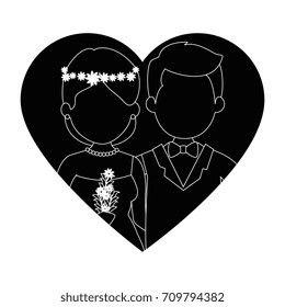 cute couple just married with flowers bouquet