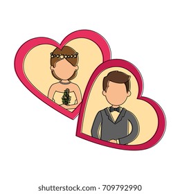 cute couple just married with heart