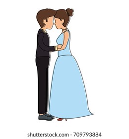 cute couple just married kissing