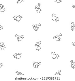 Cute couple kawaii music notes. Seamless pattern. Coloring Page. Cartoon character. Hand drawn style. Vector drawing. Design ornaments.