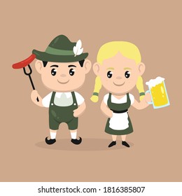 A cute couple of kids in Octoberfest costume