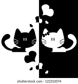 Cute couple of kittens romantic illustrations