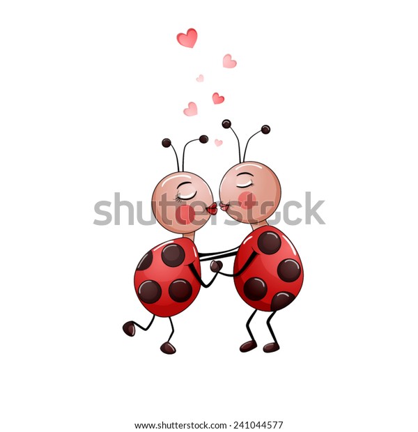 Cute Couple Lady Bugs Kissing Isolated Stock Vector (Royalty Free ...