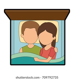 cute couple in love in the bed
