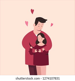 Cute couple in love, cartoon vector illustration.