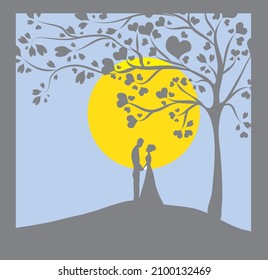Cute couple in love hugging, staring at each other's eyes and holding heart.