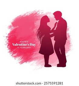 Cute couple in love hugging valentines day celebration card background