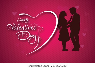 Cute couple in love hugging valentines day celebration card background