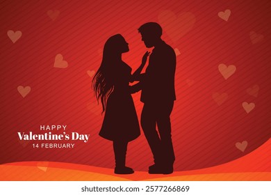 Cute couple in love hugging valentines day celebration card background