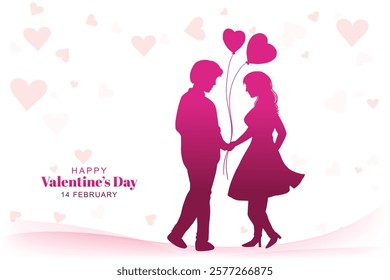 Cute couple in love hugging valentines day celebration card background