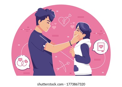 cute couple in love illustration
