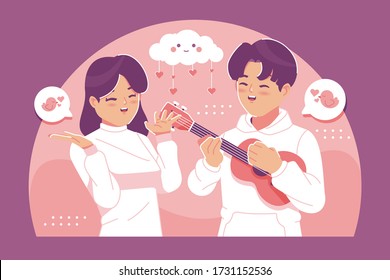 cute couple in love illustration background