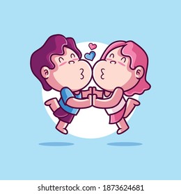 cute couple in love kissing