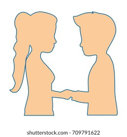 cute couple in love silhouette kissing