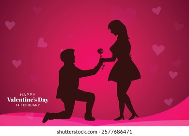 Cute couple in love valentines day celebration card background