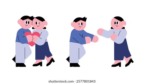 Cute Couple in Love. Young couple. Flat illustration. Newlyweds. mom and dad