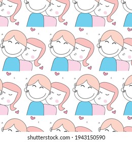 cute couple lovely  pattern design background vector eps.10