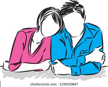 cute couple man and woman together vector illustration