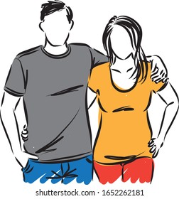 cute couple man and woman vector illustration