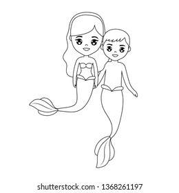 cute couple mermaids character