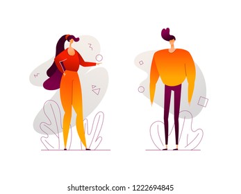 Cute couple - modern flat design style illustration