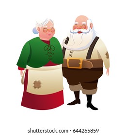 cute couple mr and mrs santa claus traditional