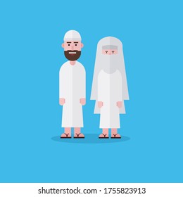 Ilustración de diseño plano musulmán con pareja de niños