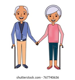cute couple the old woman and man grandparents lovely