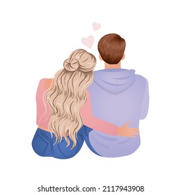 Cute couple on a date sitting together. Valentine's day illustration