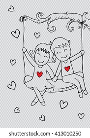 Cute couple  on a swing