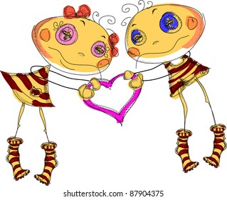 cute couple with one heart