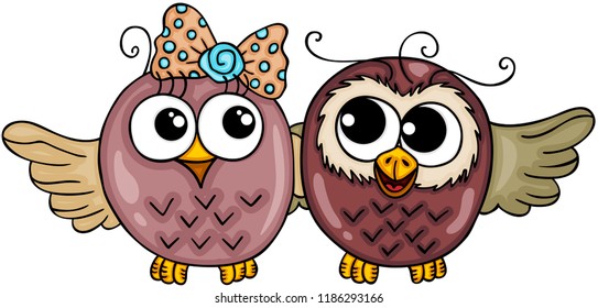 Cute couple owl