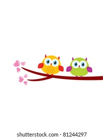 cute couple owl doodle